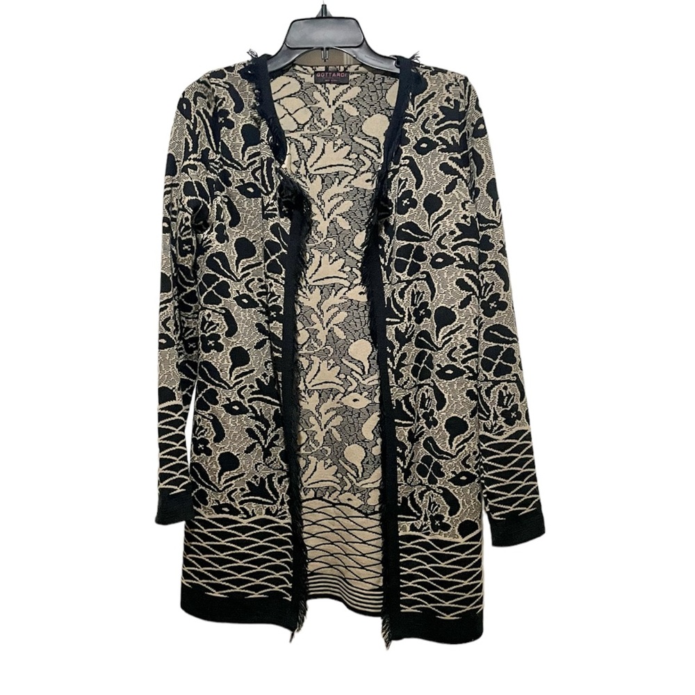 Gottardi Collection Wool Blend Ling Cardigan with Fringe